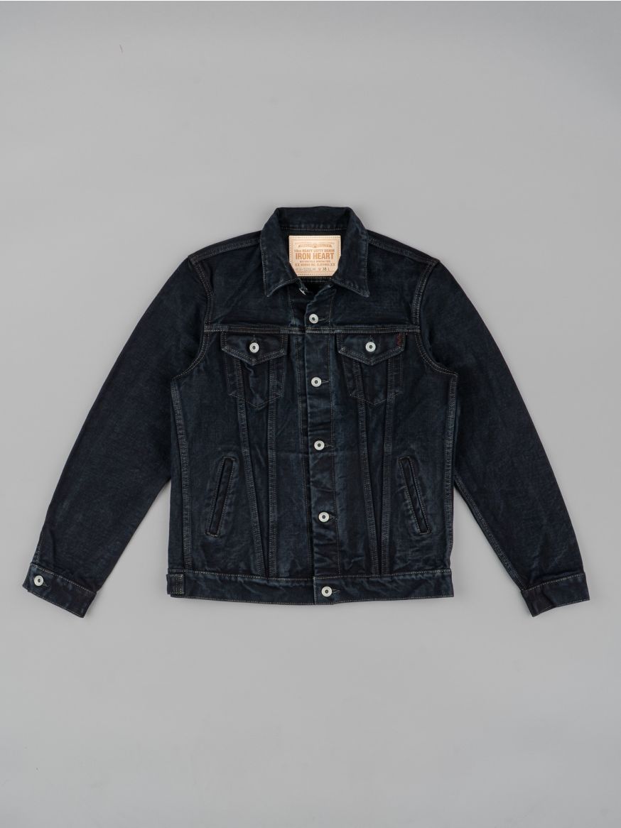 Iron Heart 19oz Left-Hand Twill Selvedge Denim Type III Jacket - Indigo Overdyed Black