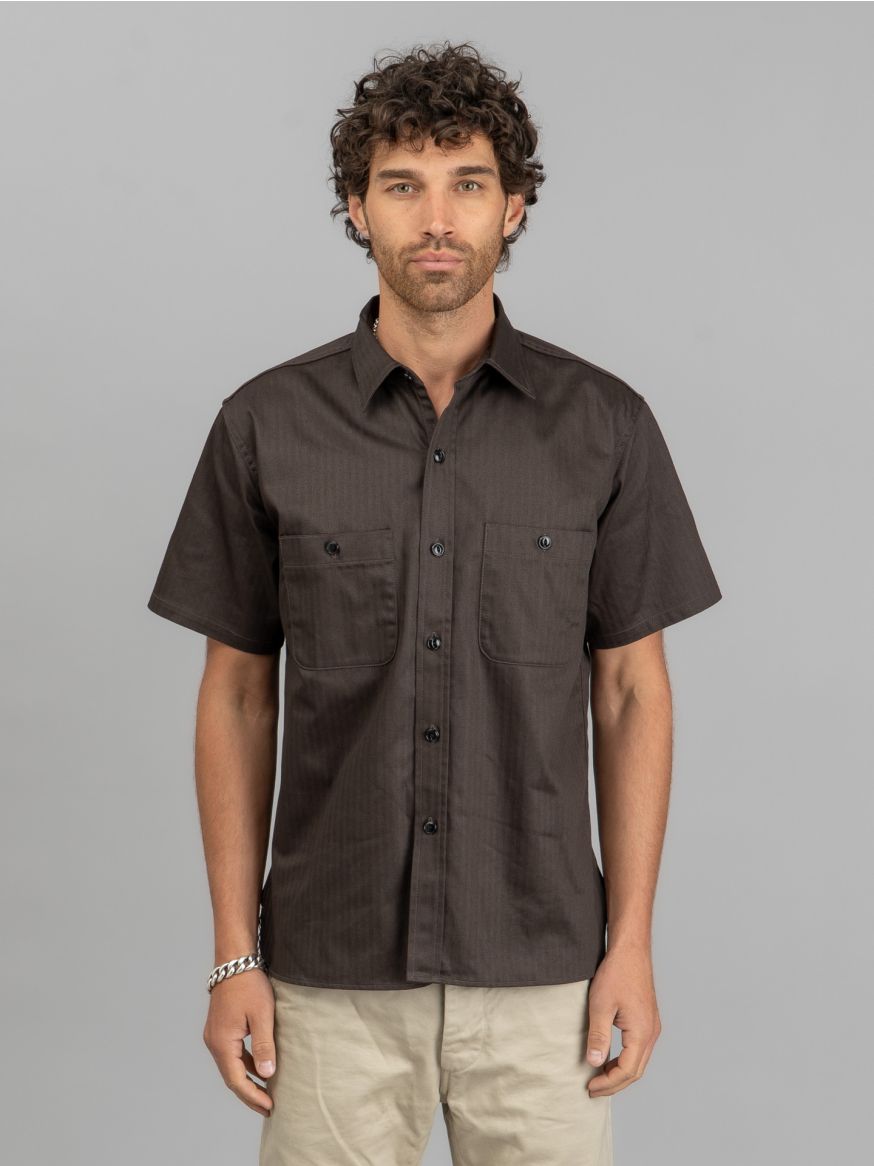 The Real McCoy's HBT S/S Work Shirt - Steel