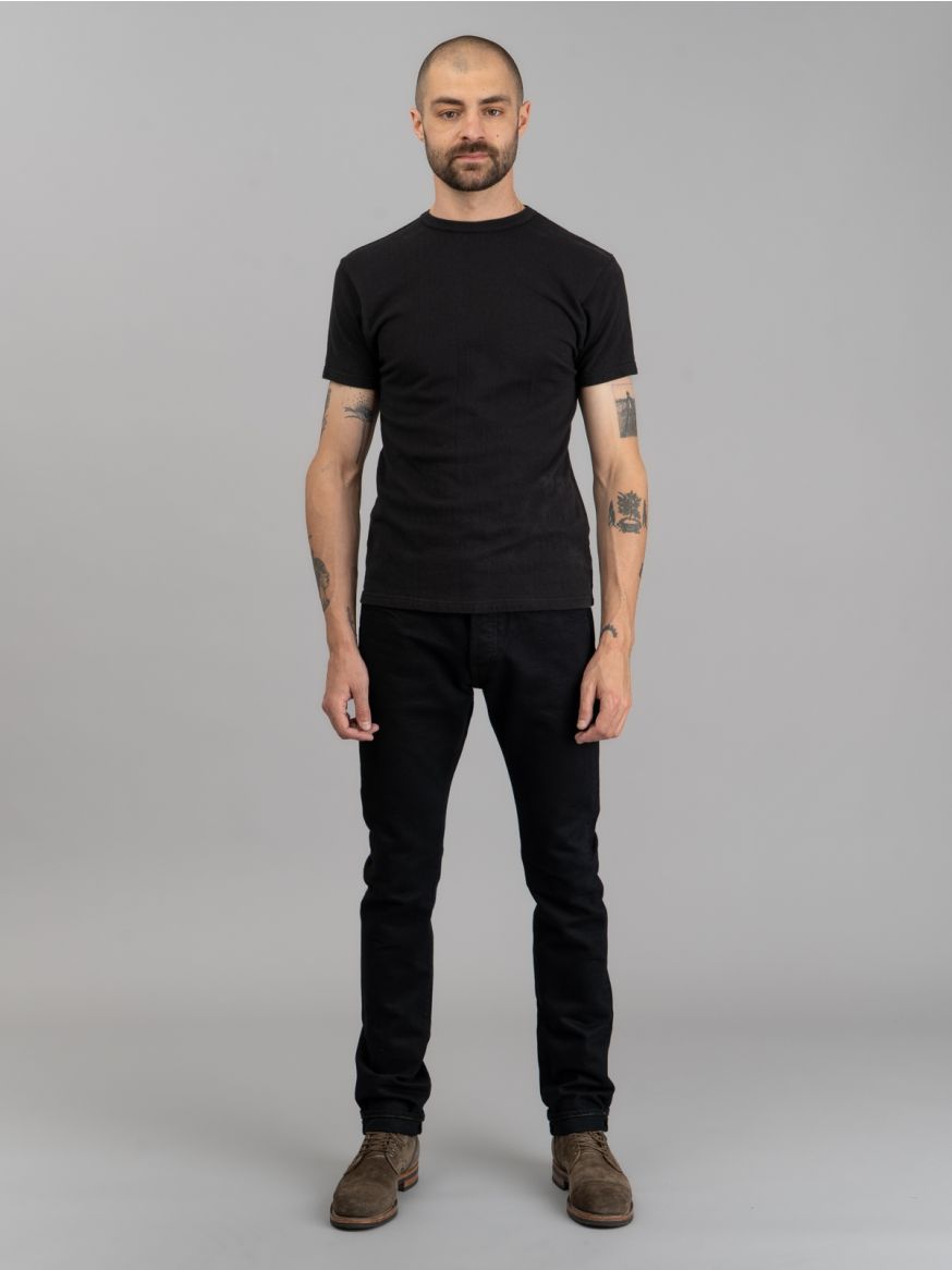 Iron Heart IH-555s-142OD 14oz Selvedge Denim Jeans - Indigo Overdyed Black - Super Slim