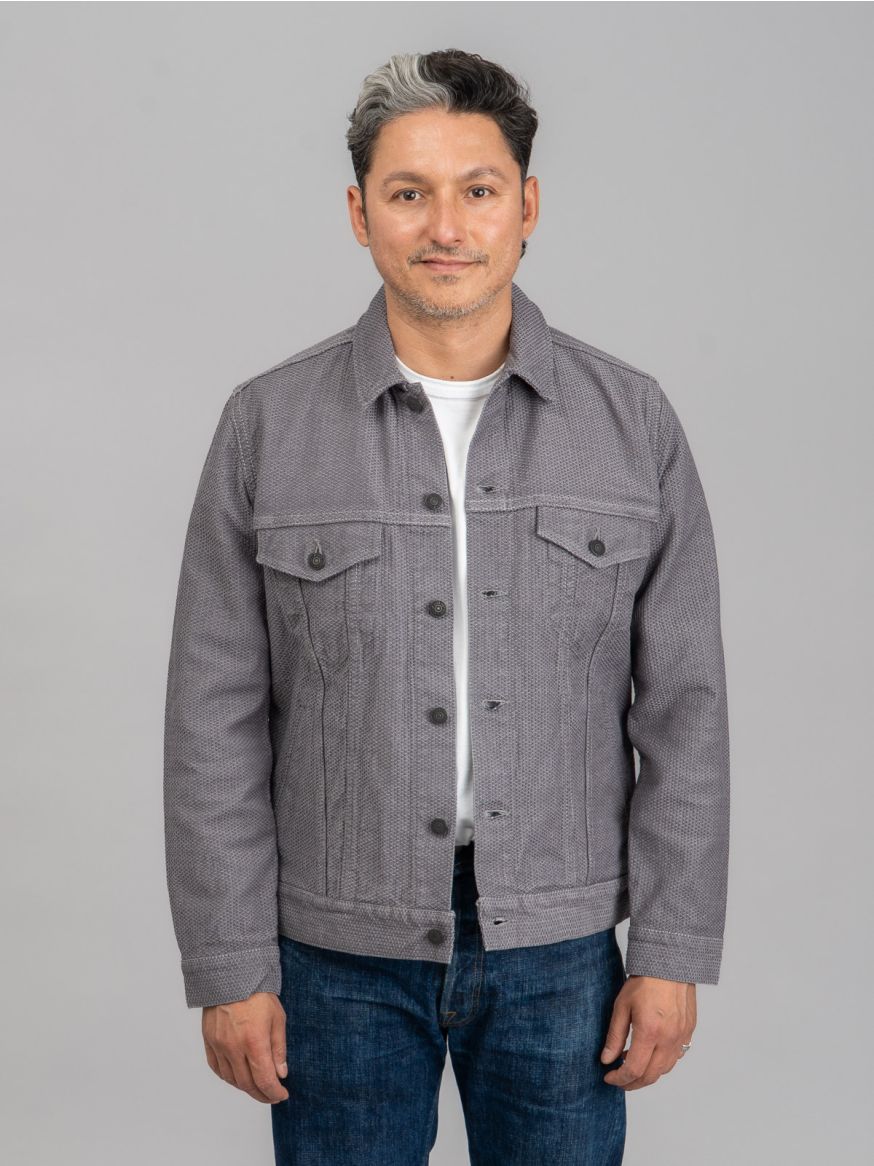 Pure Blue Japan Grey/Black Sashiko Jacket - Type III