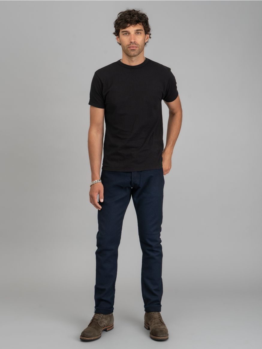 Pure Blue Japan Indigo/Black Sashiko Pants - Relaxed Tapered