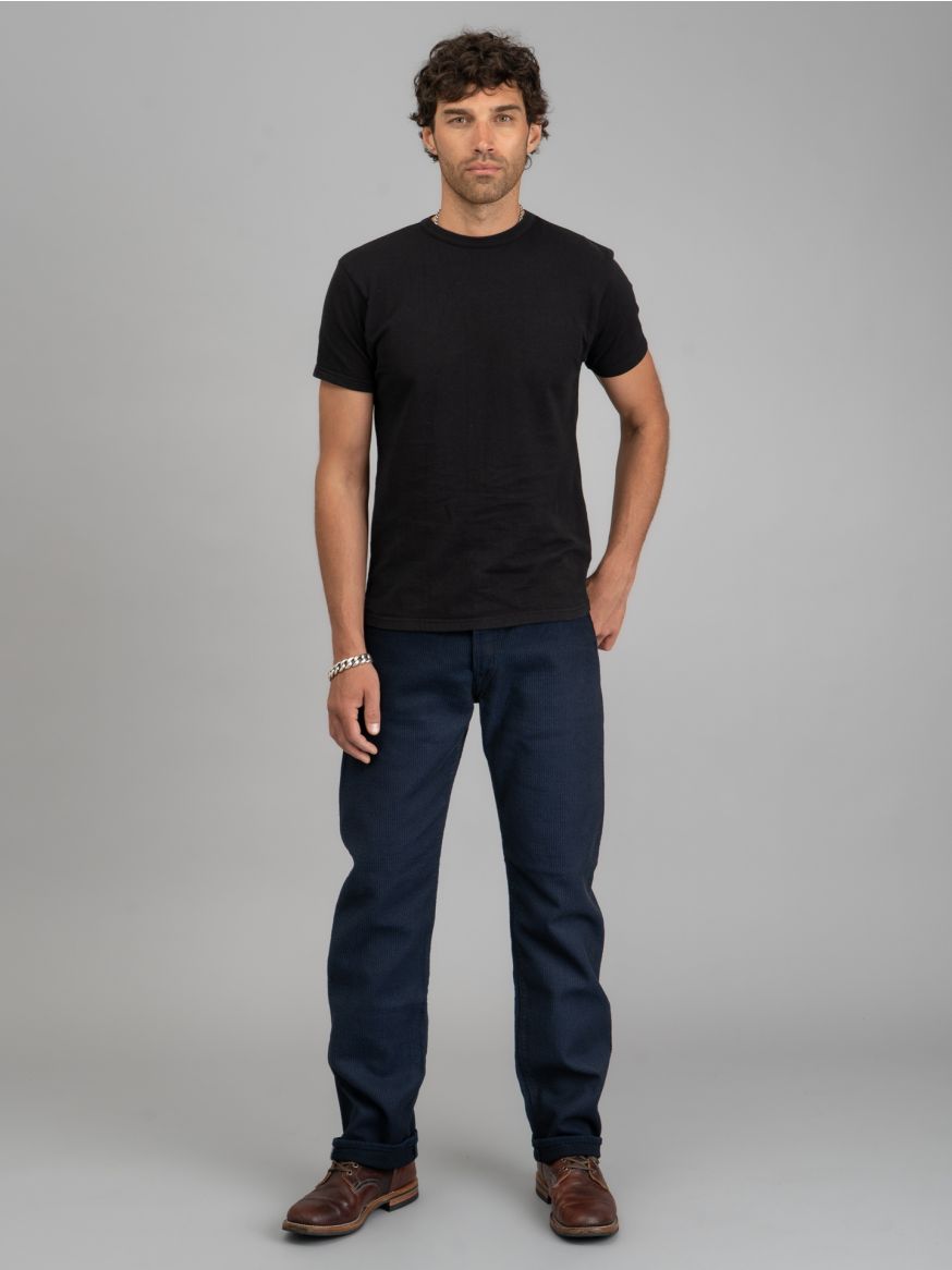 Pure Blue Japan Indigo/Black Sashiko Pants - Straight