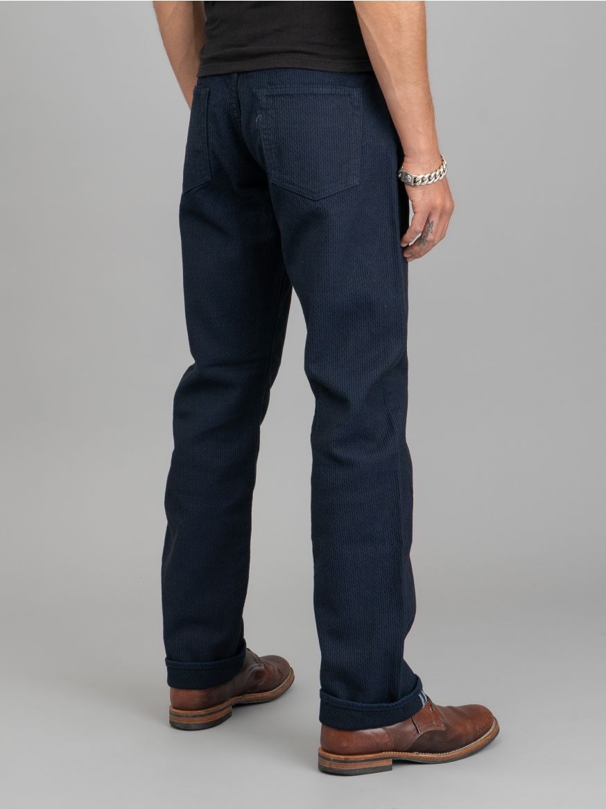 Pure Blue Japan Indigo/Black Sashiko Pants - Straight