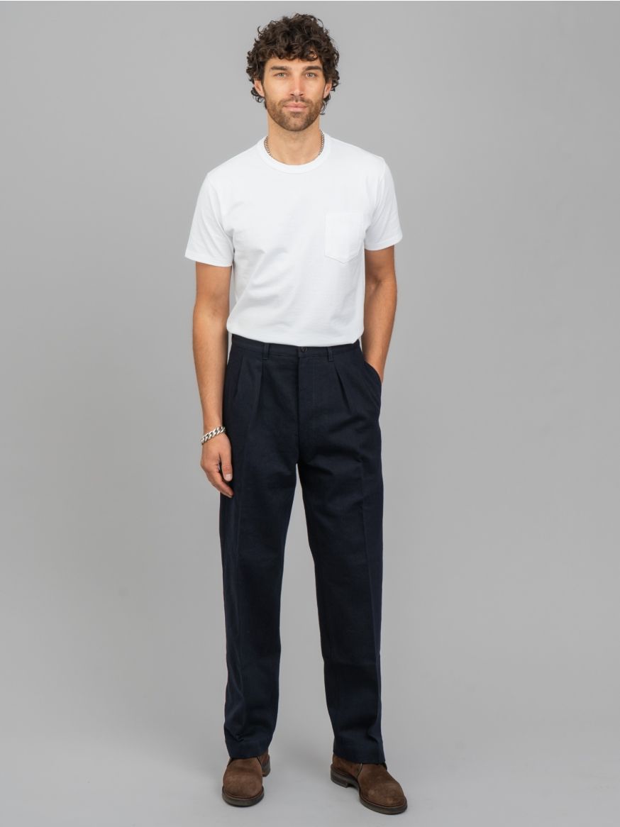 Fortela Newyork Cotton-Wool Pleated Trousers - Blue