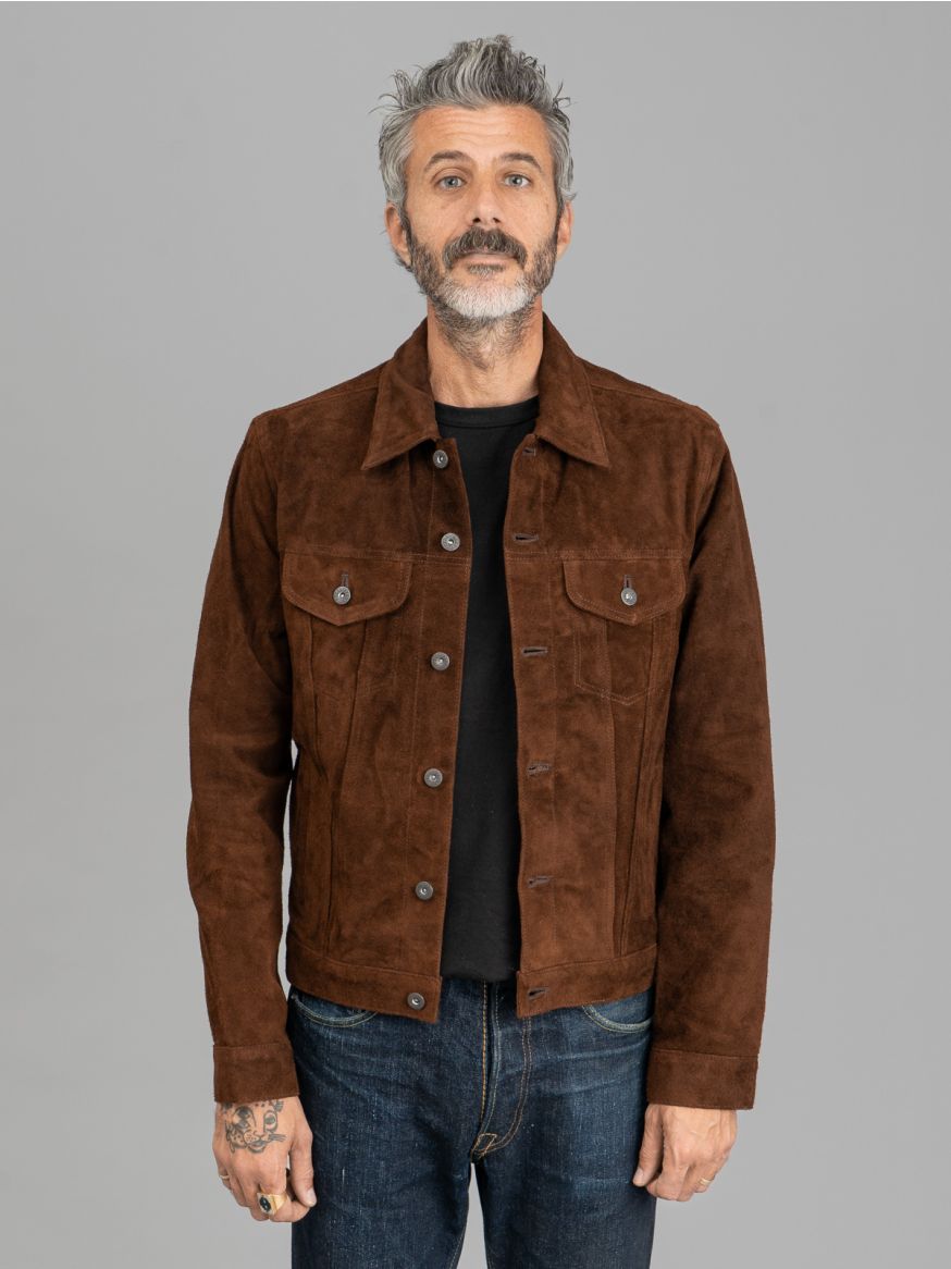 Double Helix "Western Pioneer" Horsehide Suede Jacket - Dark Brown