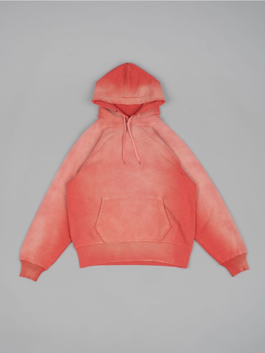 The Real McCoy’s 9oz Loopwheeled Raglan Hooded Sweatshirt - Faded Cherry