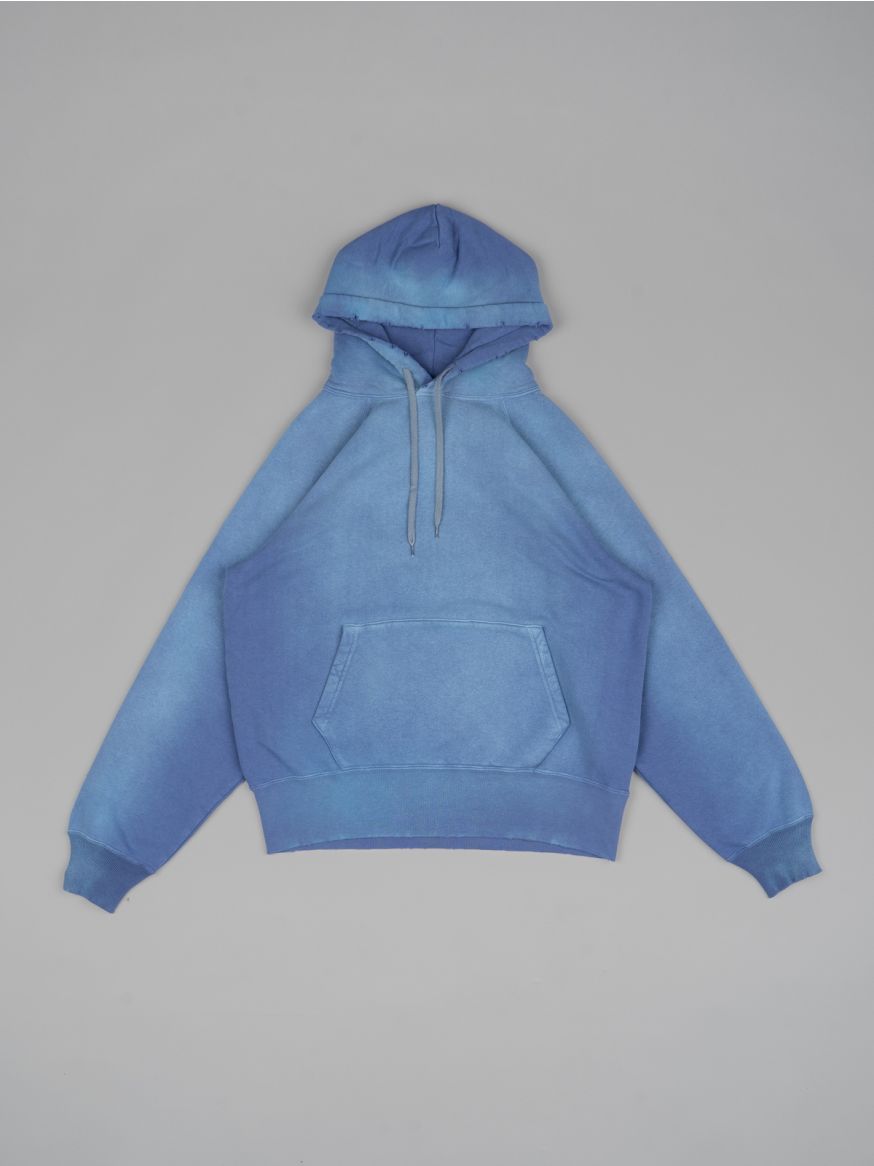 The Real McCoy’s 9oz Loopwheeled Raglan Hooded Sweatshirt - Faded Navy