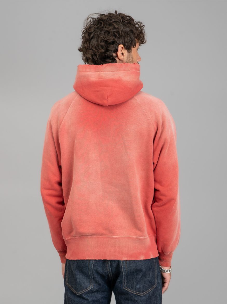 The Real McCoy’s 9oz Loopwheeled Raglan Hooded Sweatshirt - Faded Cherry