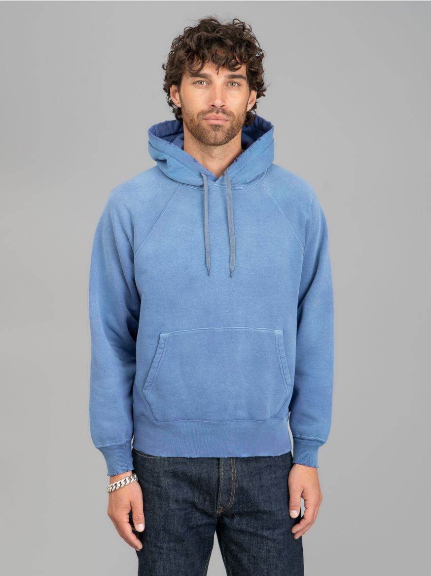 The Real McCoy’s 9oz Loopwheeled Raglan Hooded Sweatshirt - Faded Navy
