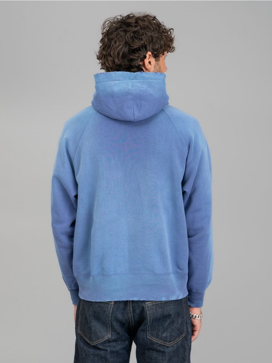 The Real McCoy’s 9oz Loopwheeled Raglan Hooded Sweatshirt - Faded Navy