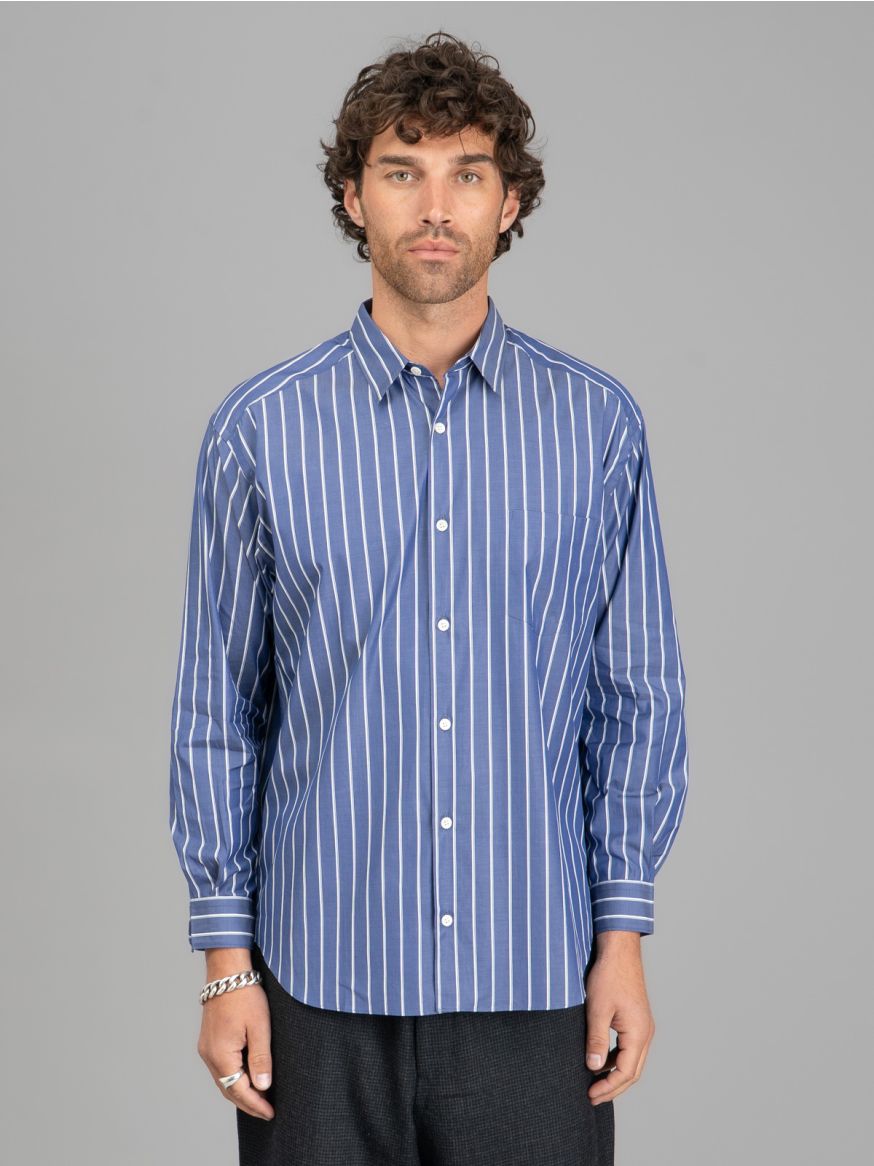 Comme des Garçons Homme Thick Striped Cotton Shirt - Navy & White