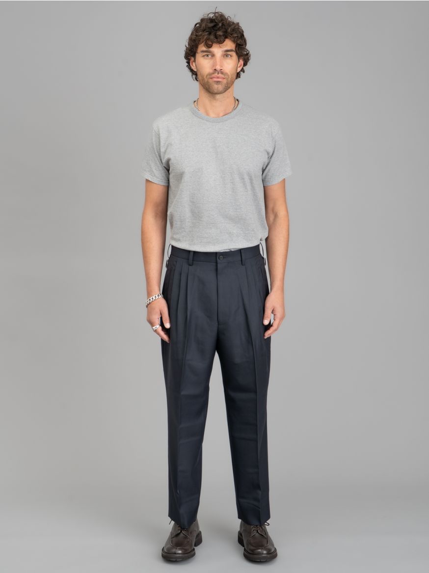 Comme des Garçons Homme Wool Serge Pleated Suit Pants - Navy