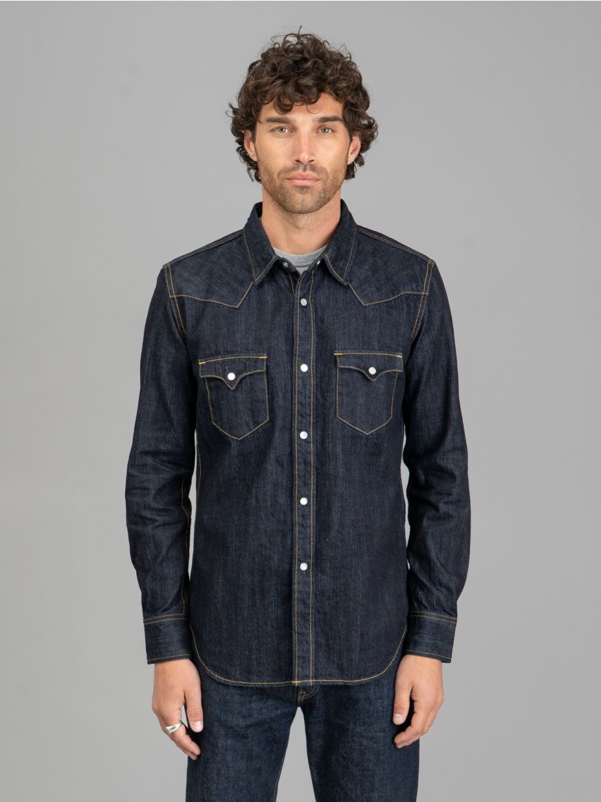 The Flat Head '50s Denim Western Shirt - Indigo