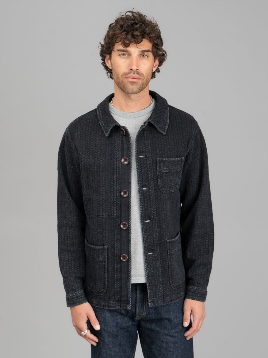 Fleurs De Bagne "Le Bourgeron" Sashiko Jacket - Black