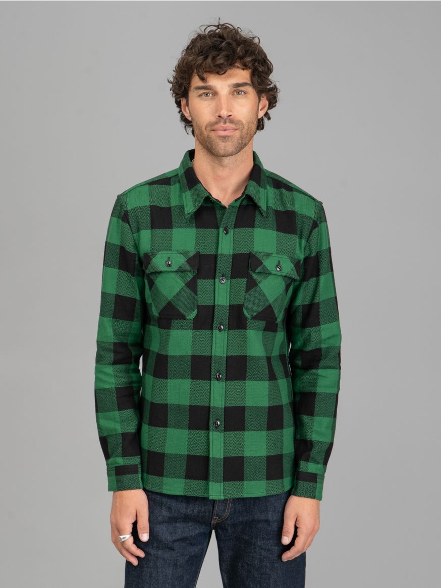 The Flat Head Block Check Work Flannel - Black/Green