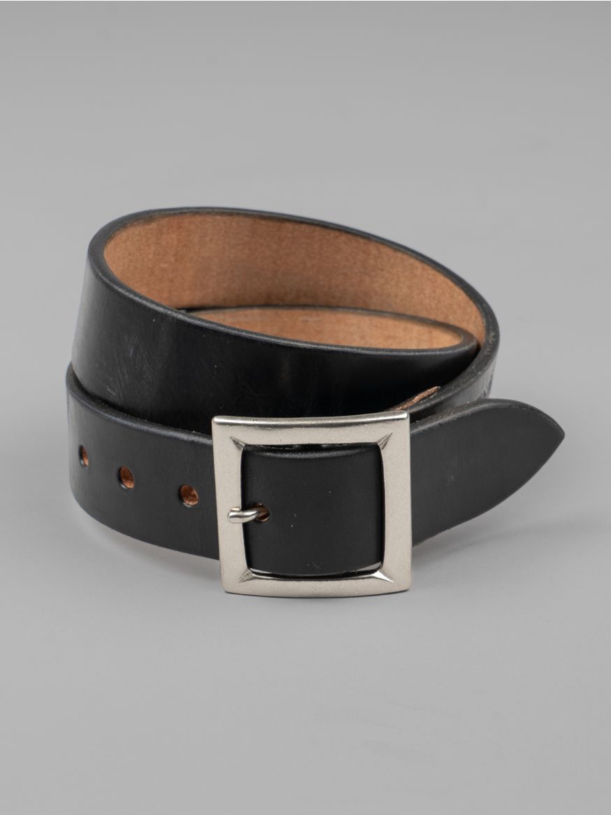 The Flat Head Saddle Leather Garrison Belt - Black