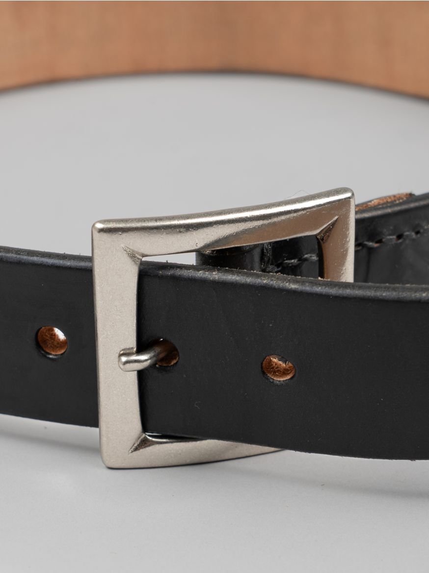The Flat Head Saddle Leather Garrison Belt - Black