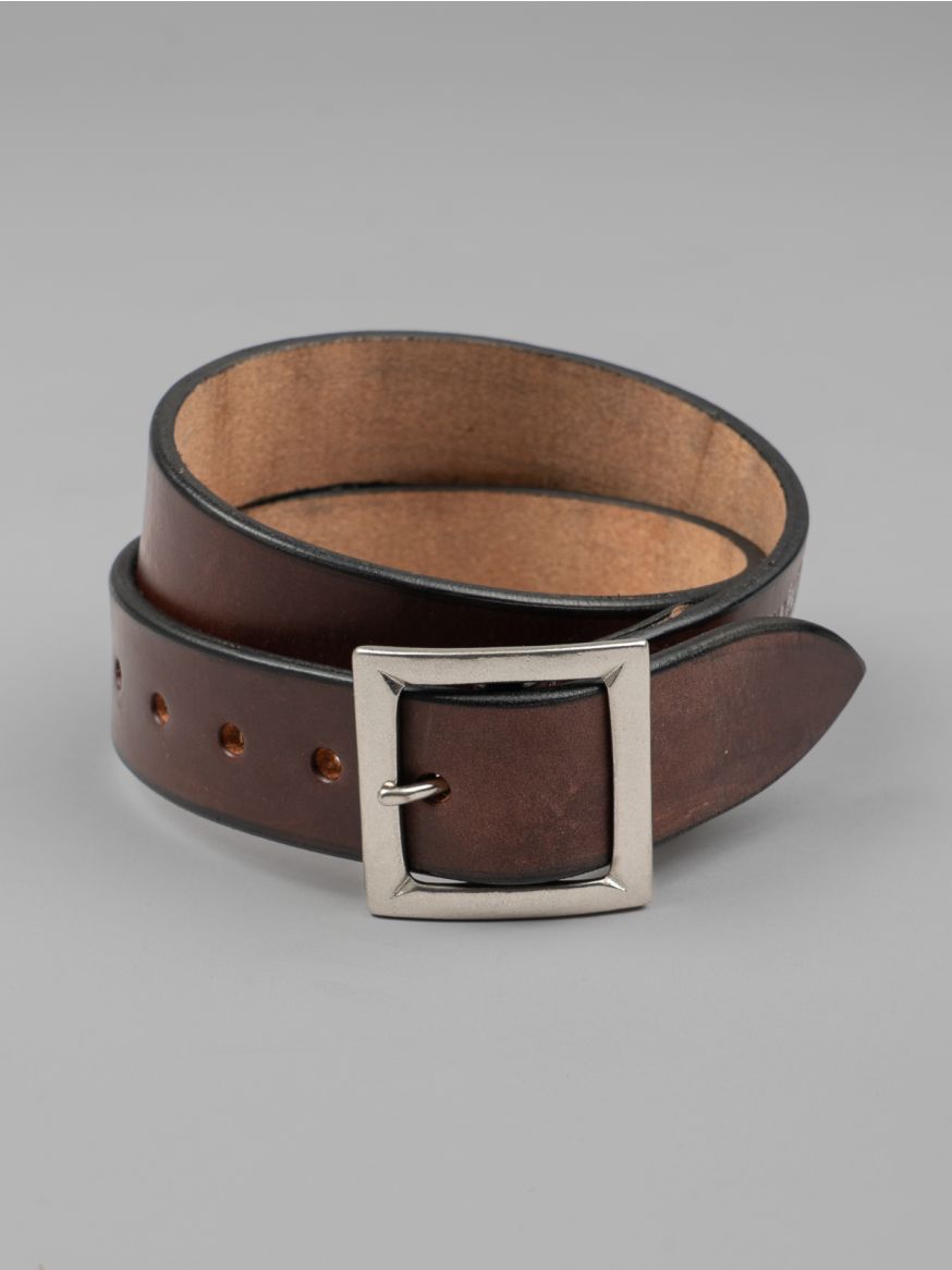 The Flat Head Saddle Leather Garrison Belt - Brown 