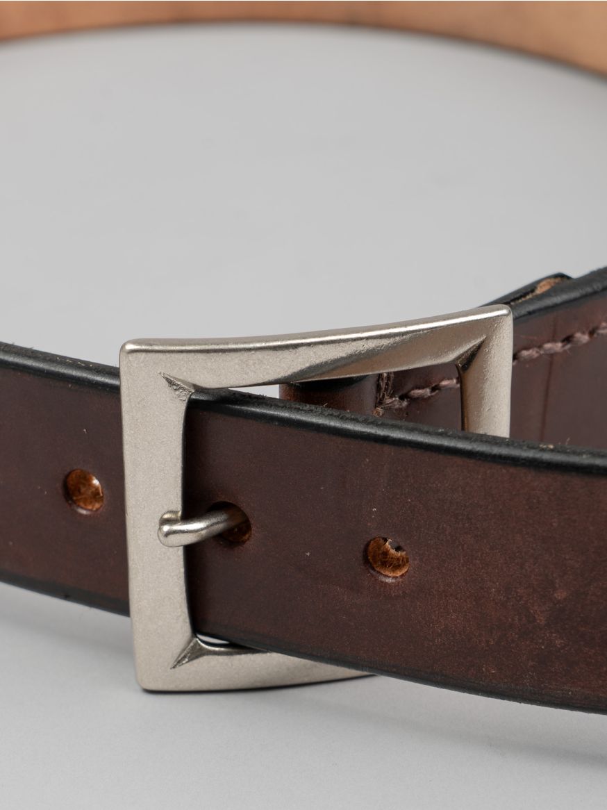 The Flat Head Saddle Leather Garrison Belt - Brown 