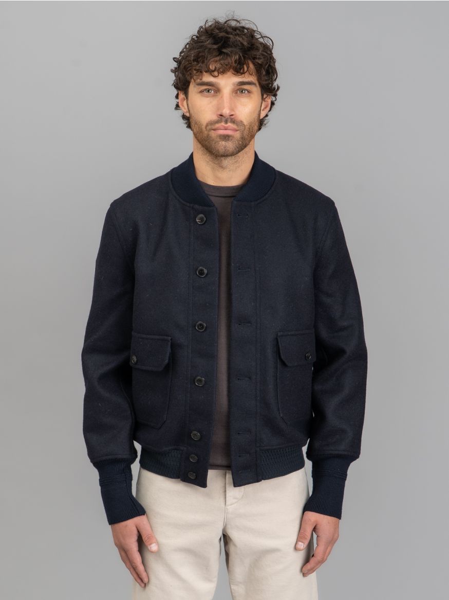 Fortela Cruiser Wool Bomber Jacket - Navy