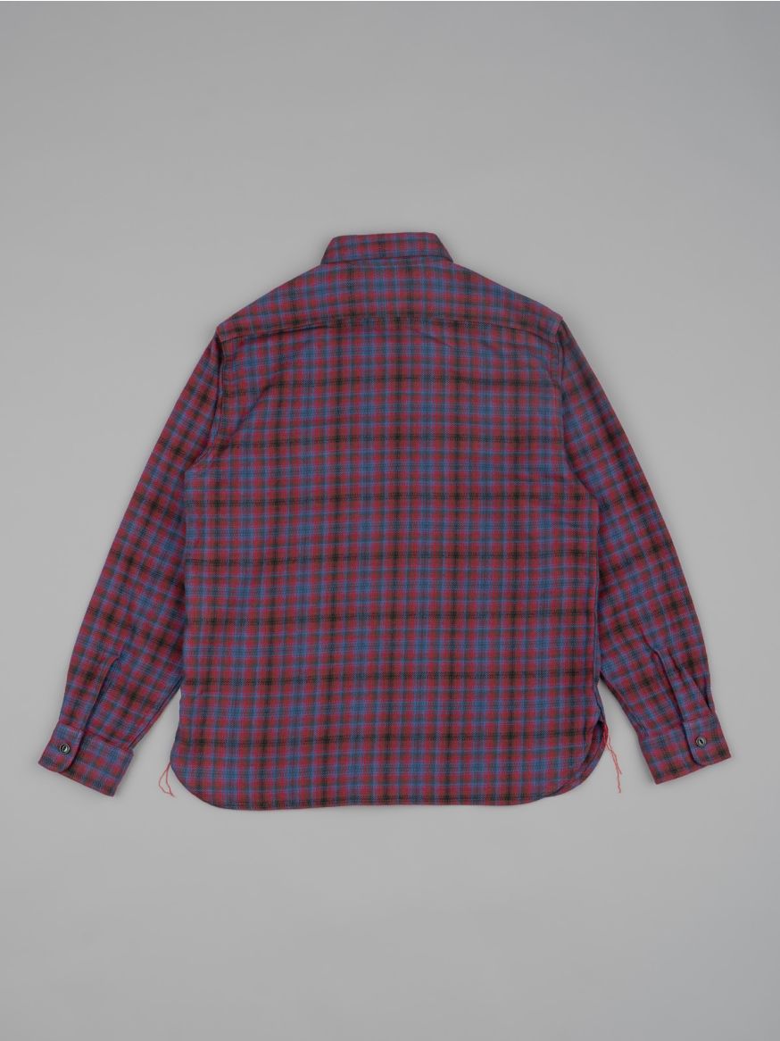 Sugar Cane Twill Check Work Shirt - Red Ombré 
