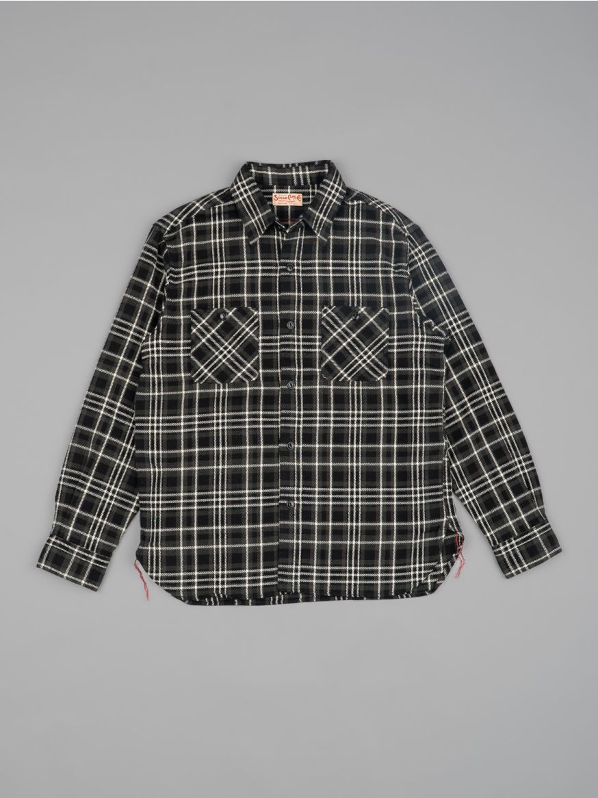 Sugar Cane Twill Check Work Shirt - Black