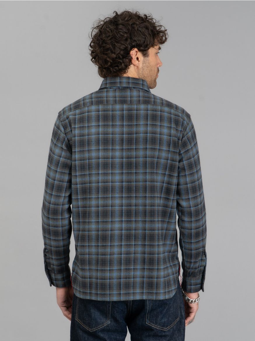 Sugar Cane Twill Check Work Shirt - Black Ombré 
