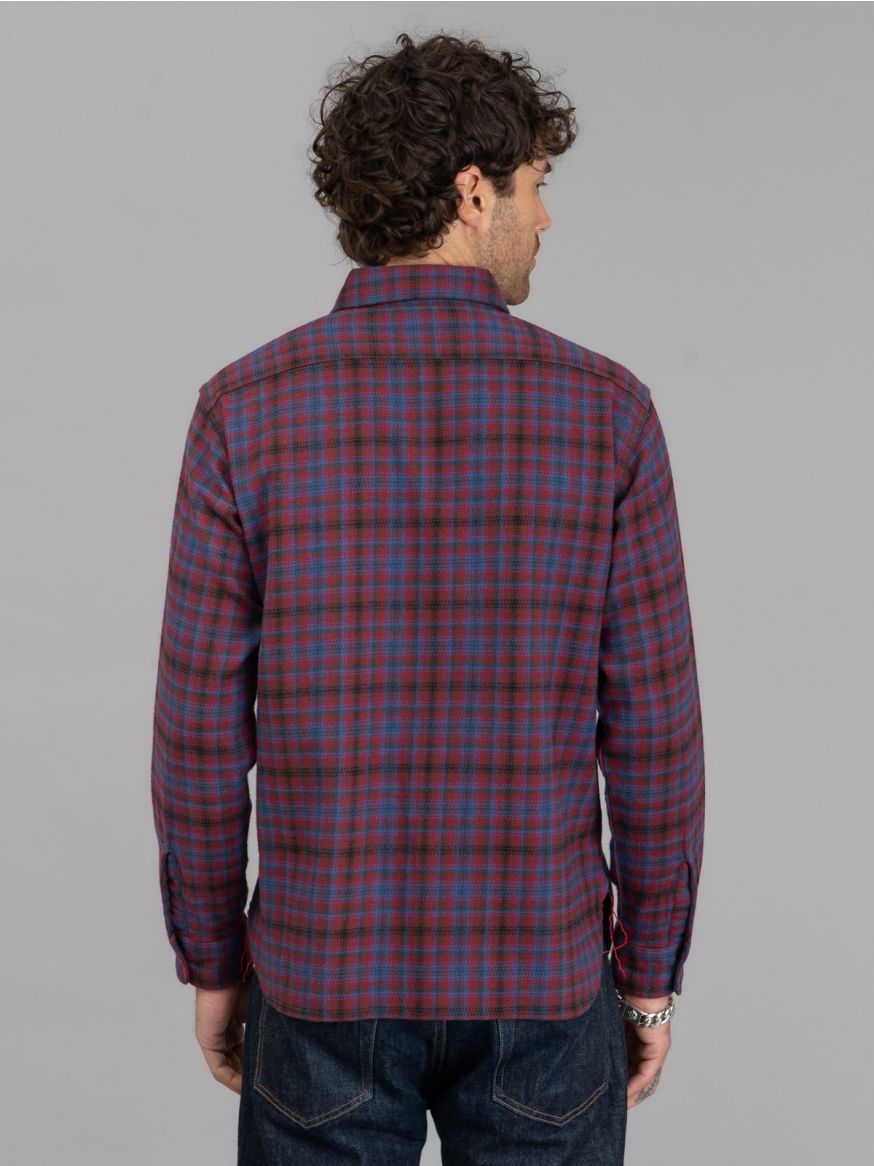 Sugar Cane Twill Check Work Shirt - Red Ombré 