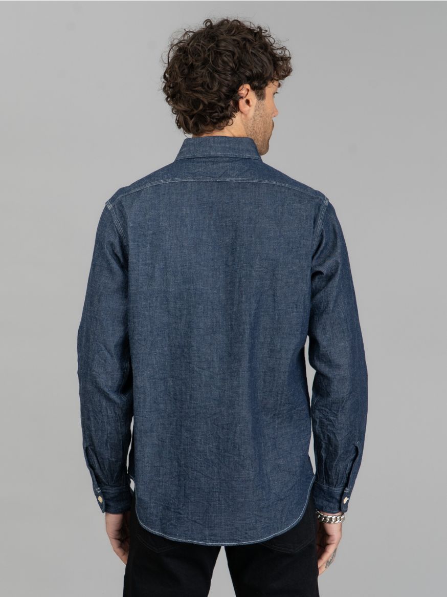 Sugar Cane 9oz Selvedge Denim Work Shirt - Indigo