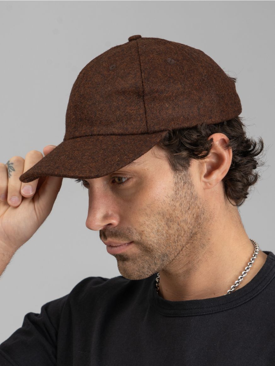 Dehen Melton Wool Baseball Hat - Red Oak Mix