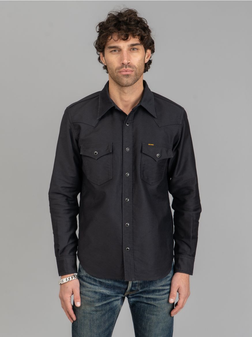 Iron Heart 12oz Military Moleskin Western Shirt - Black