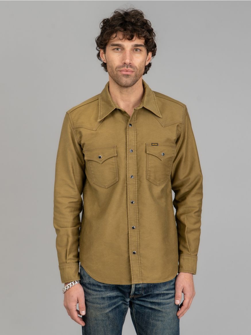 Iron Heart 12oz Military Moleskin Western Shirt - Khaki