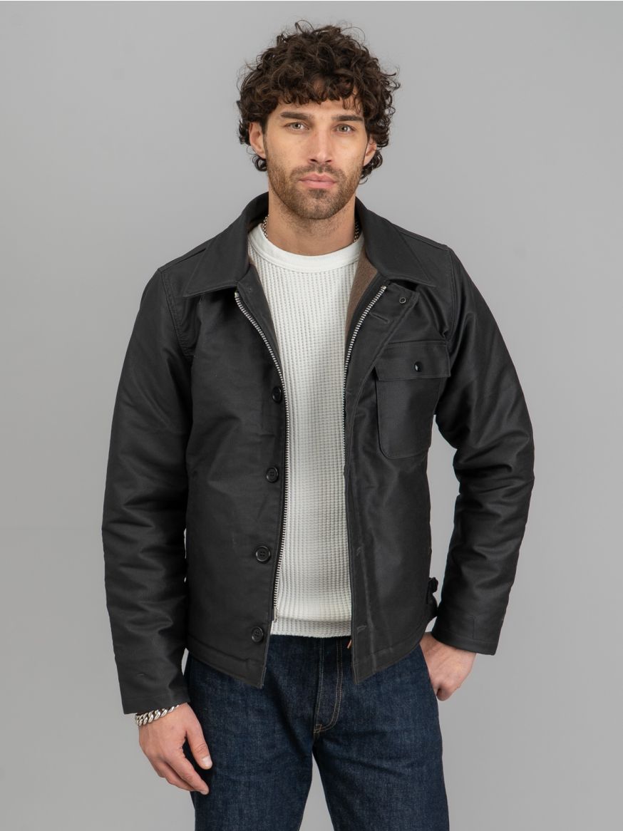 Iron Heart Oiled Whipcord A2 Deck Jacket - Black