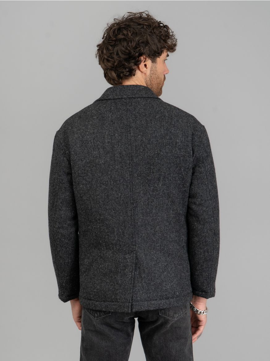 Comme des Garçons Homme Wool Tweed Herringbone Jacket - Dark Grey