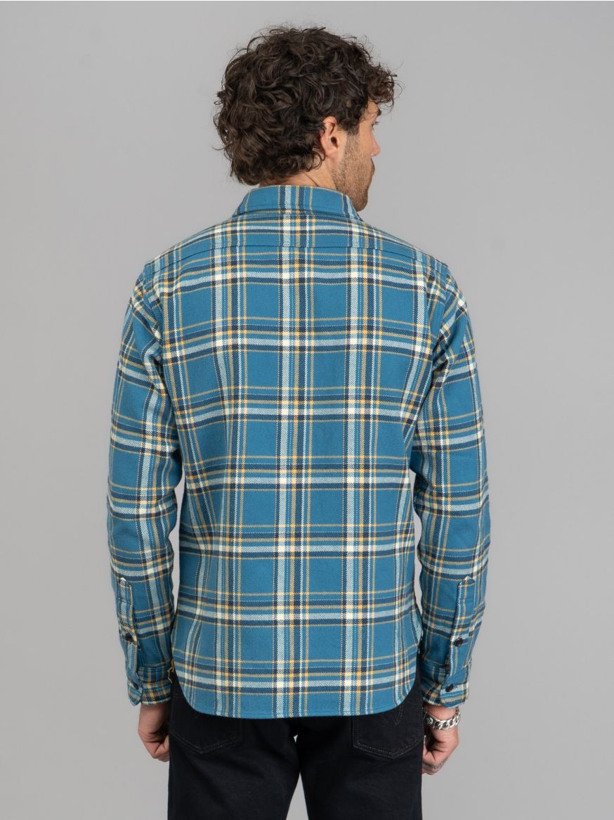 Iron Heart IHSH-435 Ultra Heavy Flannel American Check Work Shirt - Blue