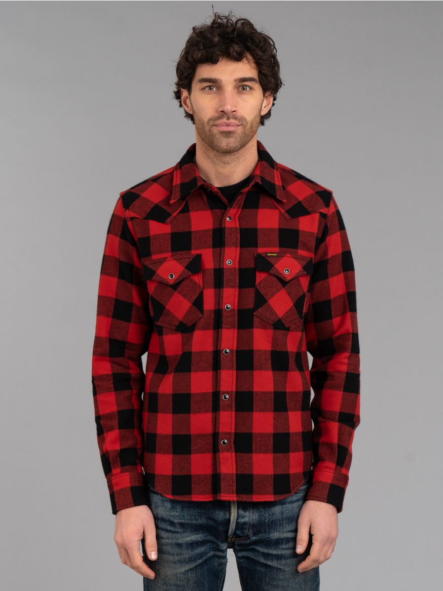 Iron Heart IHSH-232 Ultra Heavy Western Flannel - Red/Black Buffalo Check