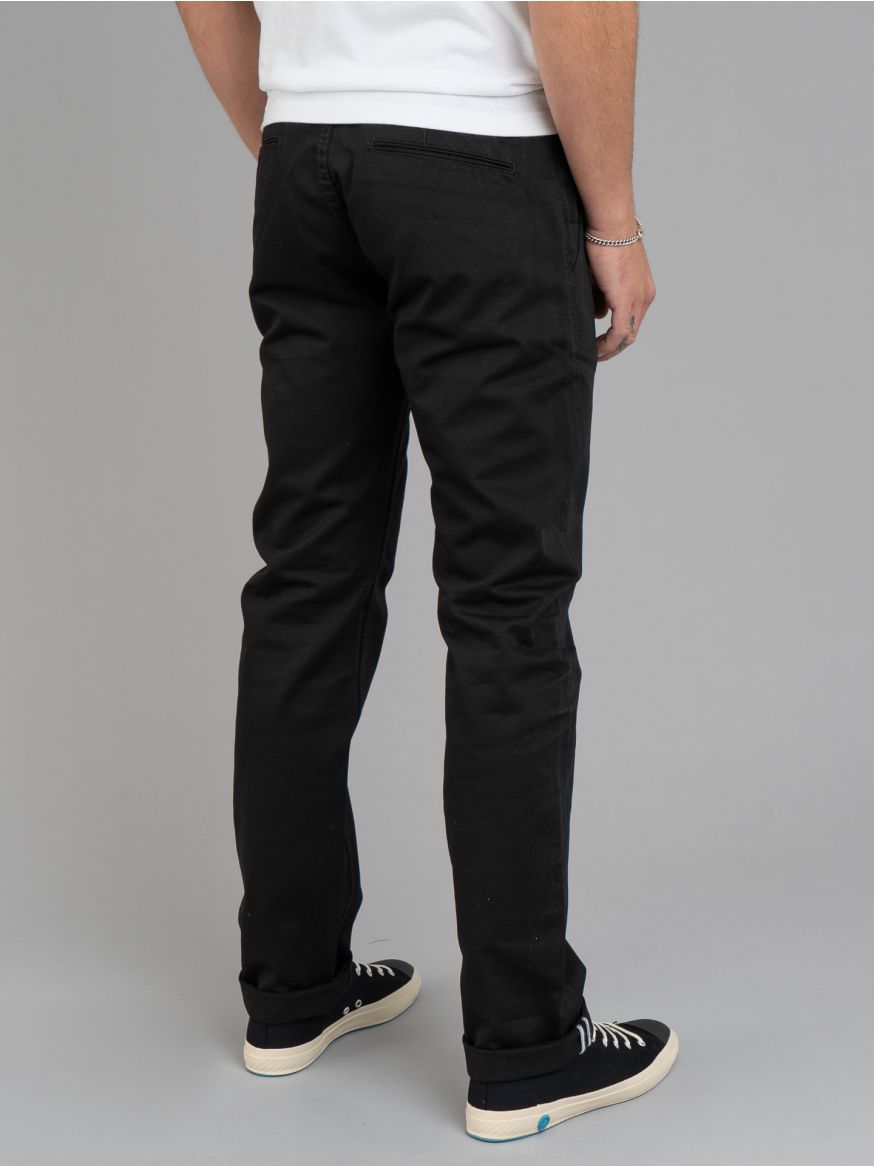 Pure Blue Japan Relaxed Tapered Cotton Chinos - Black