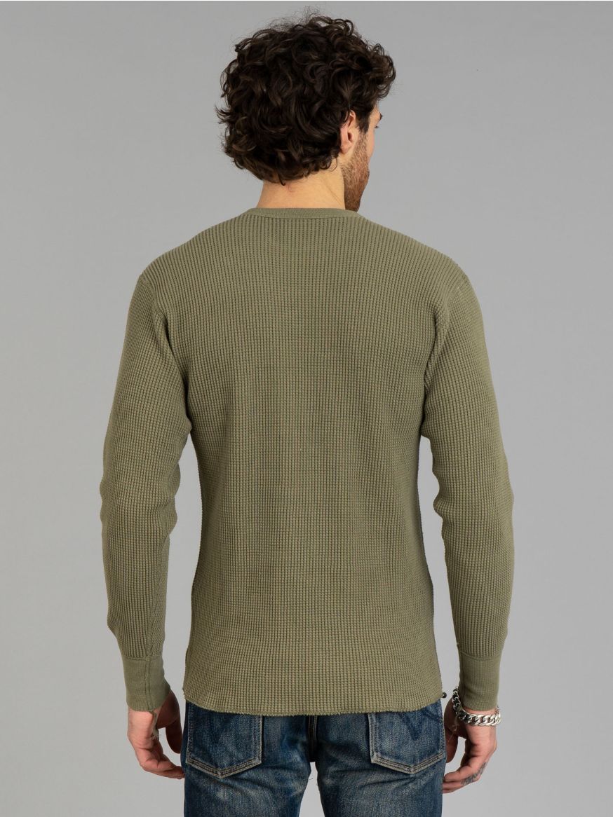 Iron Heart Long Sleeved Thermal Crew Neck Top - Olive