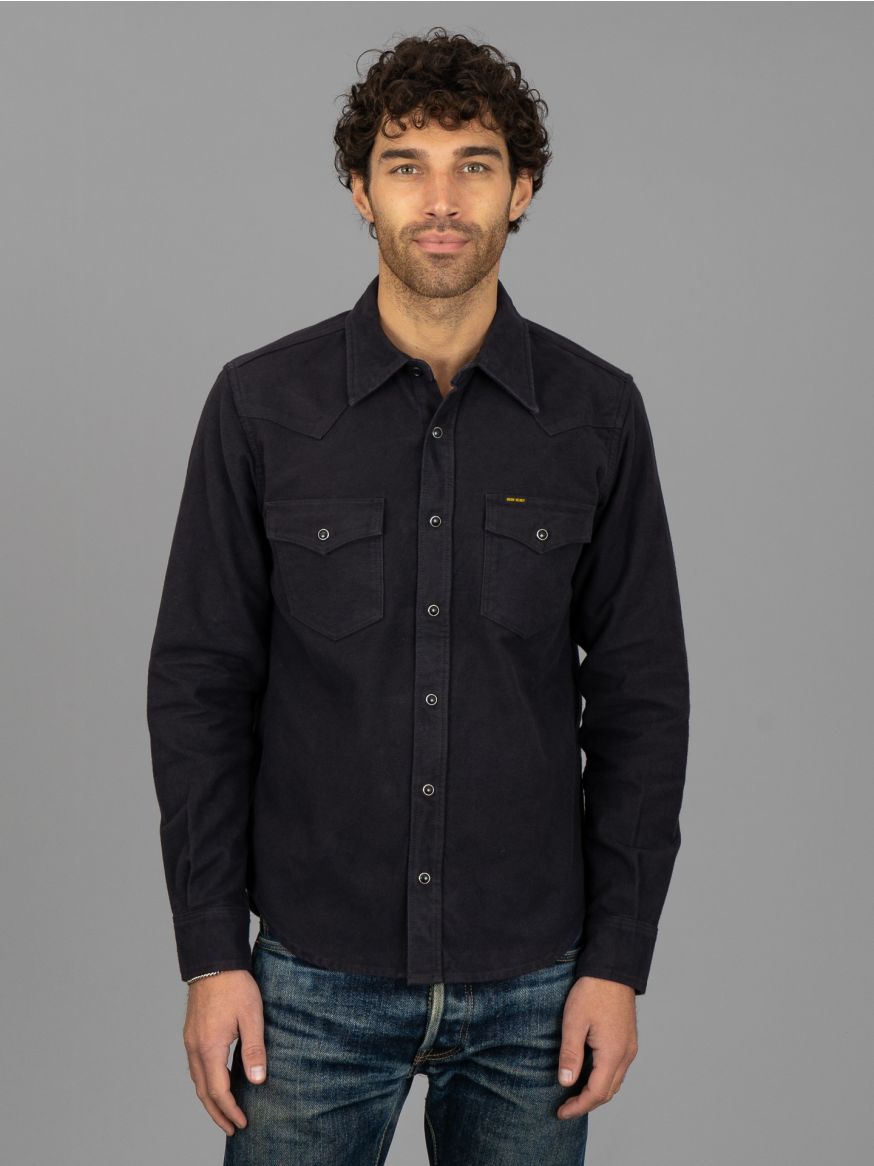 Iron Heart IHSH-330 9oz Raised Whipcord Western Shirt - Black