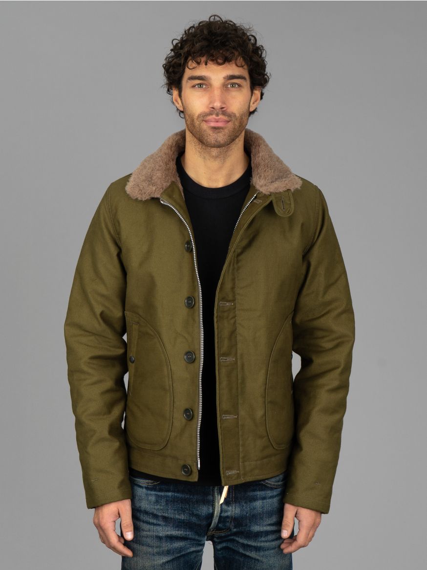 Iron Heart Alpaca Lined N1 Deck Jacket - Olive