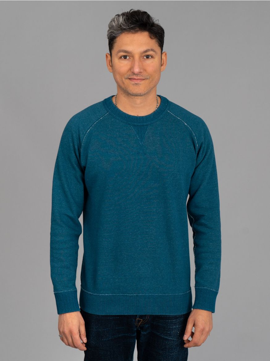 Pure Blue Japan Slub Yarn Sweatshirt - Greencast Indigo