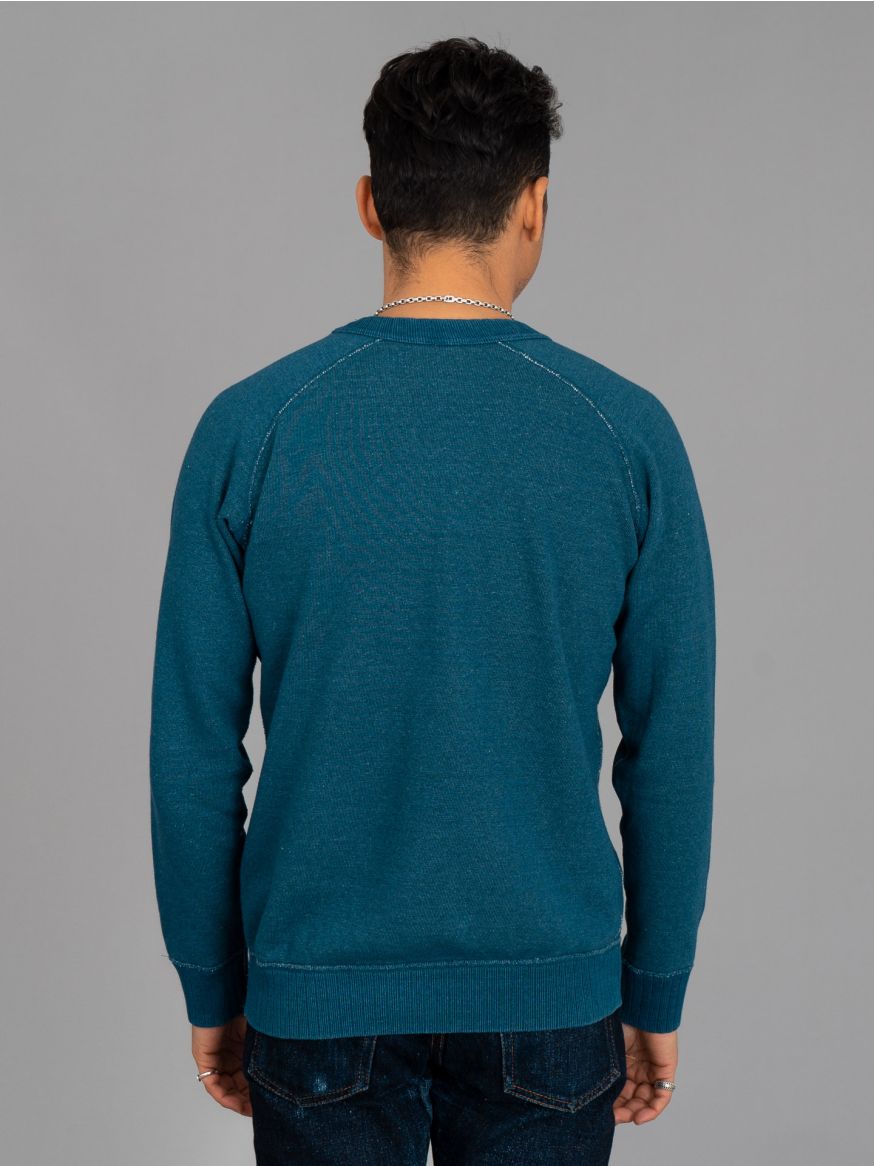 Pure Blue Japan Slub Yarn Sweatshirt - Greencast Indigo