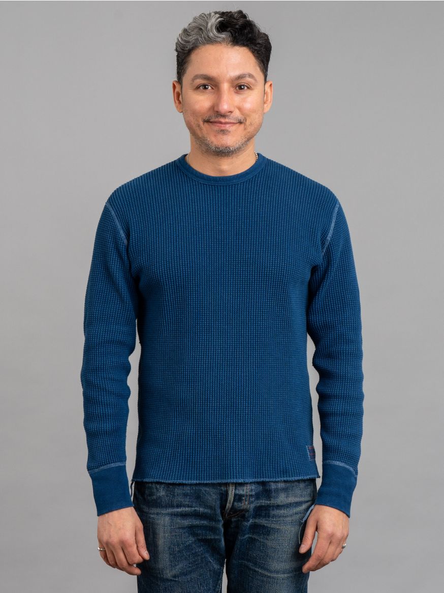 Iron Heart Long Sleeved Thermal Crew Neck Top - Indigo