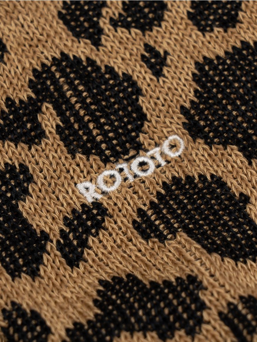 Rototo Leopard Mini Crew Socks - Beige