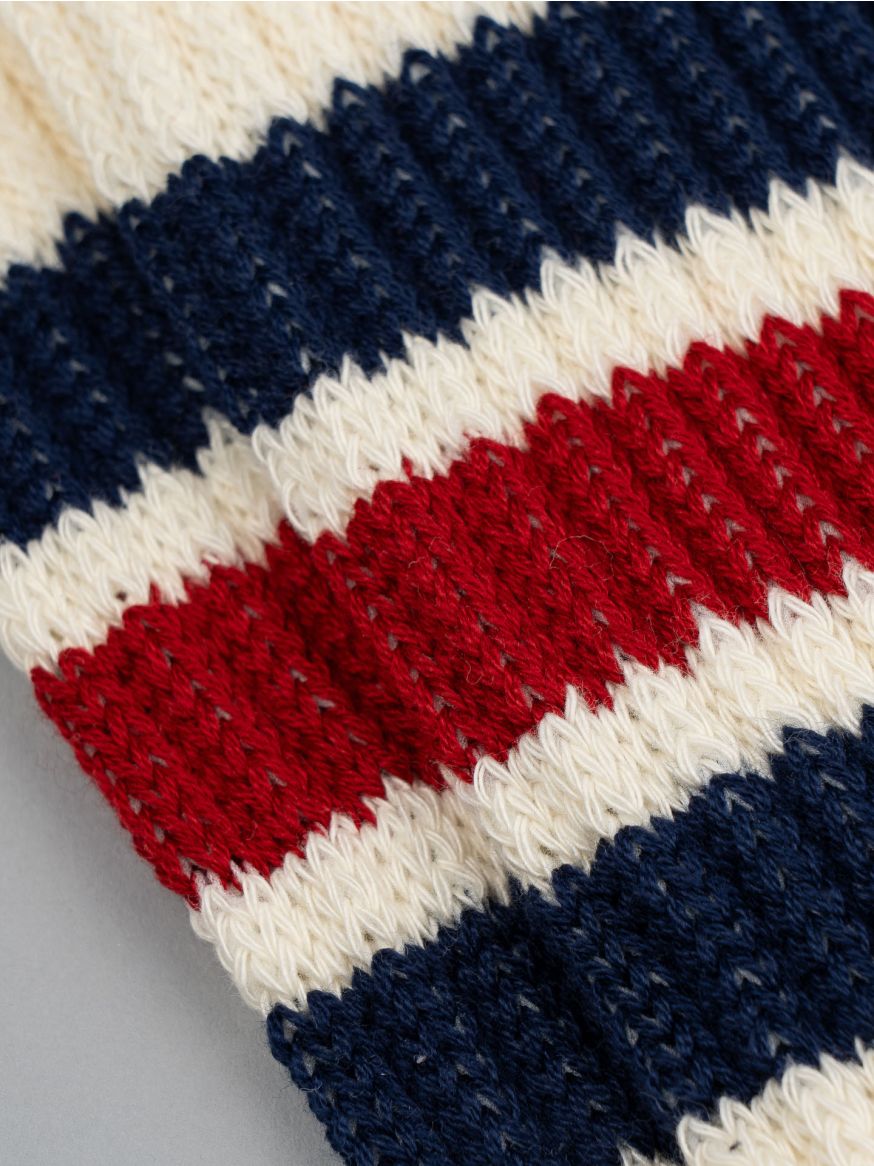 Rototo Coarse Ribbed Oldschool Socks - Navy & Dark Red