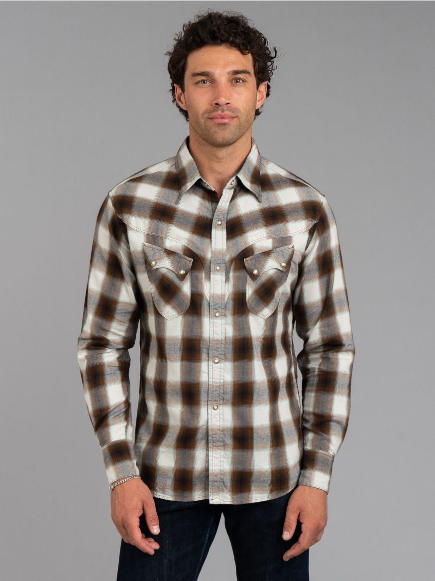 Stevenson Overall Cody Plaid Shirt - White x Brown