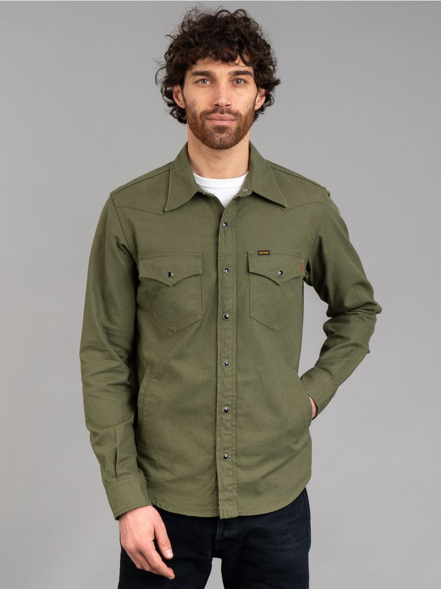 Iron Heart 9oz Military Serge CPO Shirt - Olive