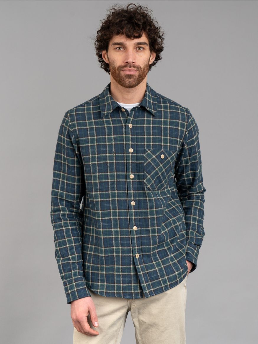 Rogue Territory Vintage Slub Plaid Jumper Shirt - Blue