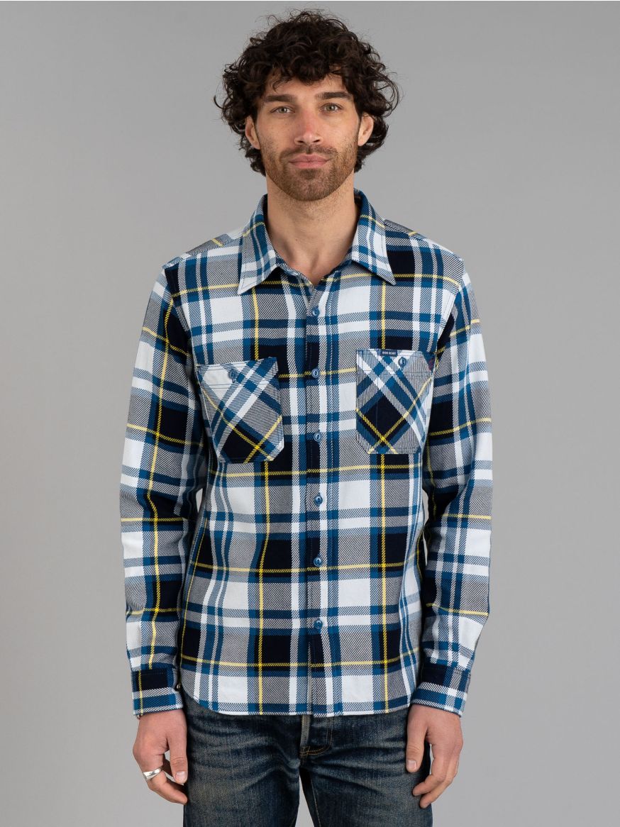 Iron Heart 9oz Selvedge American Check Work Shirt - Blue