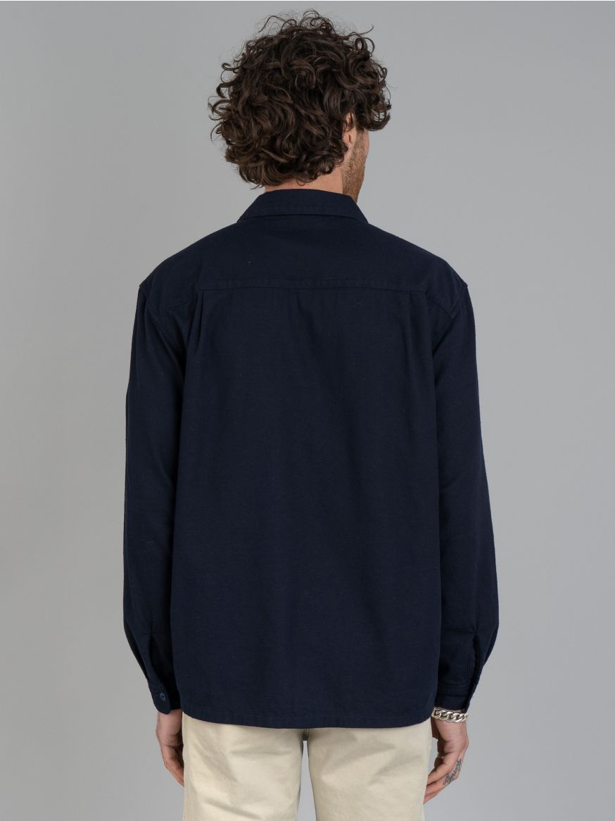 The Flat Head Silk Nep Shirt - Navy